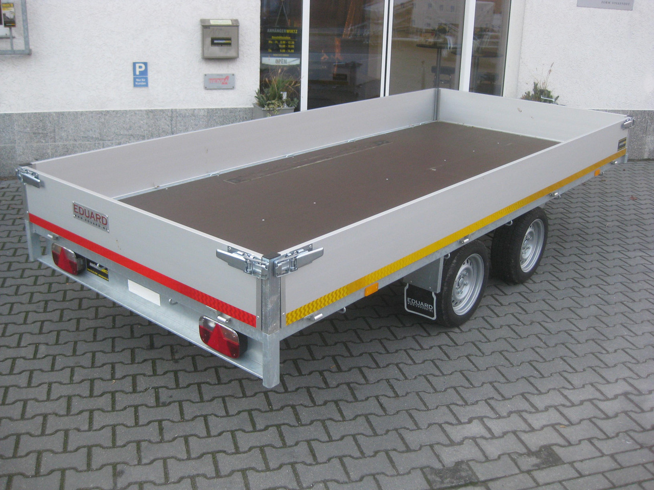 Open/ Plateau aanhangwagen Hochlader 406x180x30cm Lfh:63cm 13" niedrig Fahrwerk (XL) 2700kg order Aktion: afbeelding 8