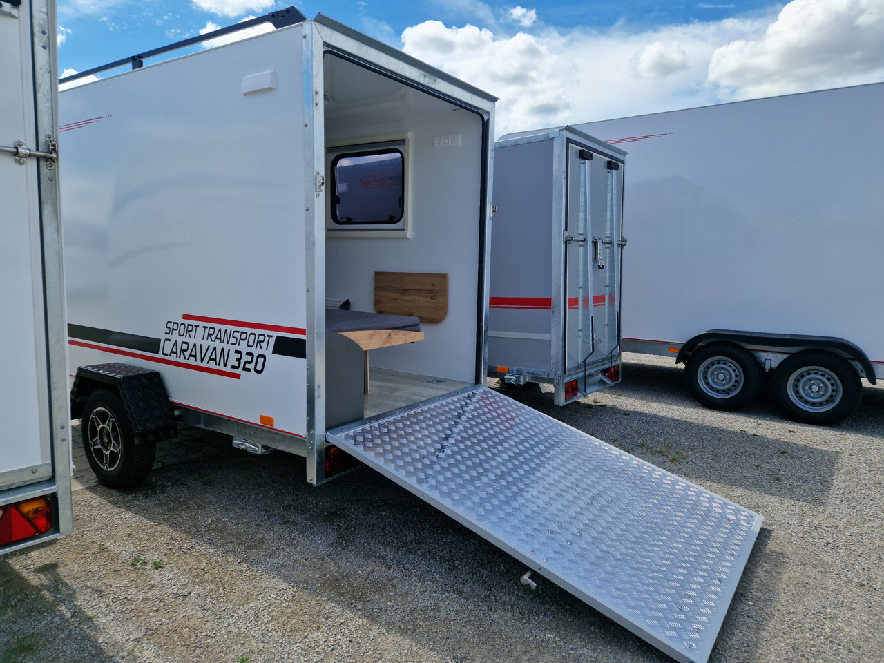 Caravan Koffer Camp TFS ST 320.01 320x150x180cm Premium Rampe Seitentür Fenster Bett 1300kg 100km/H: afbeelding 10