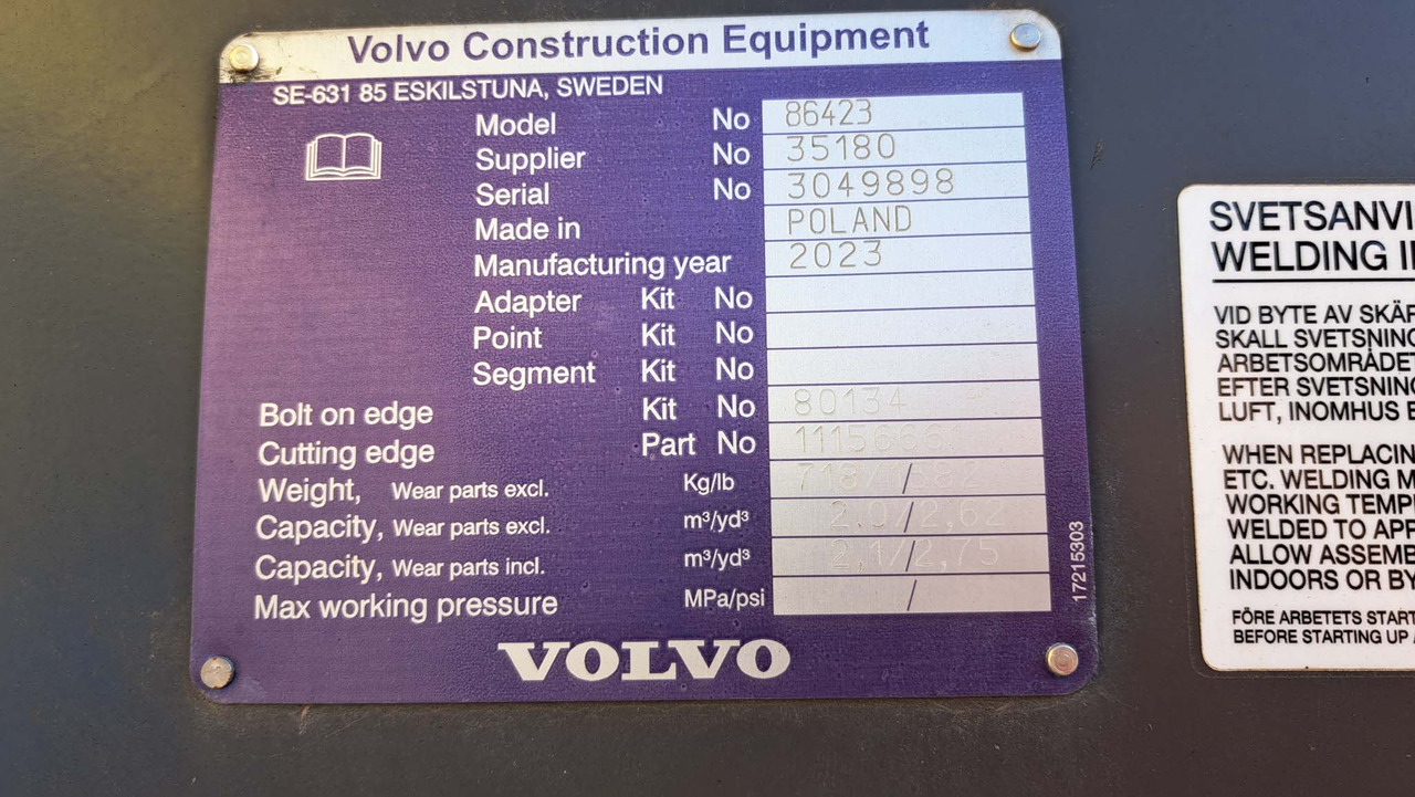 Leasing VOLVO 2500 mm for 12-15 ton wheel loaders VOLVO 2500 mm for 12-15 ton wheel loaders: afbeelding 6 Leasing VOLVO 2500 mm for 12-15 ton wheel loaders VOLVO 2500 mm for 12-15 ton wheel loaders: afbeelding 6