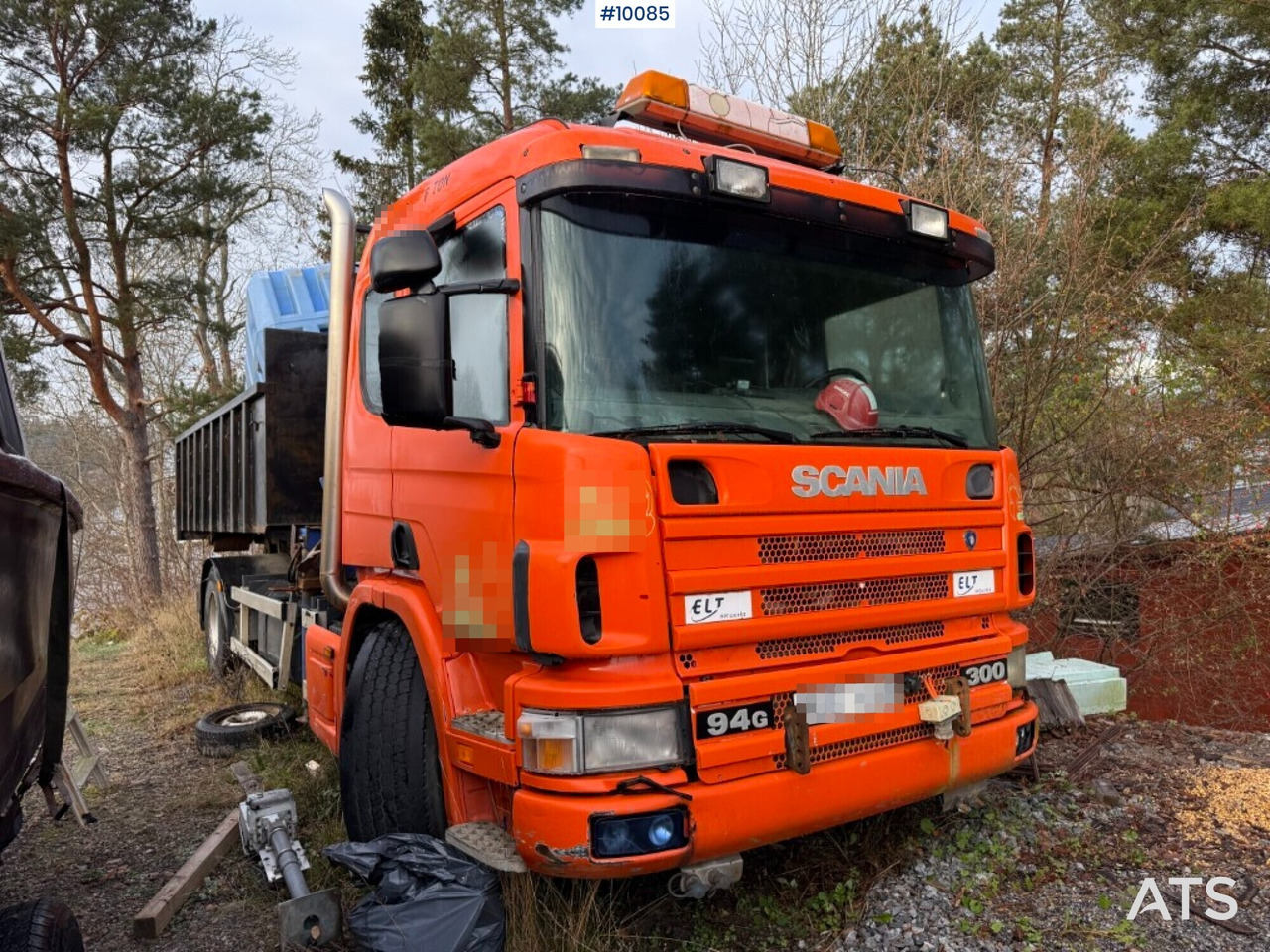 Scania P94G 300 Crane truck with flatbed Rep. object - Haakarmsysteem vrachtwagen, Kraanwagen: afbeelding 1 Scania P94G 300 Crane truck with flatbed Rep. object - Haakarmsysteem vrachtwagen, Kraanwagen: afbeelding 1