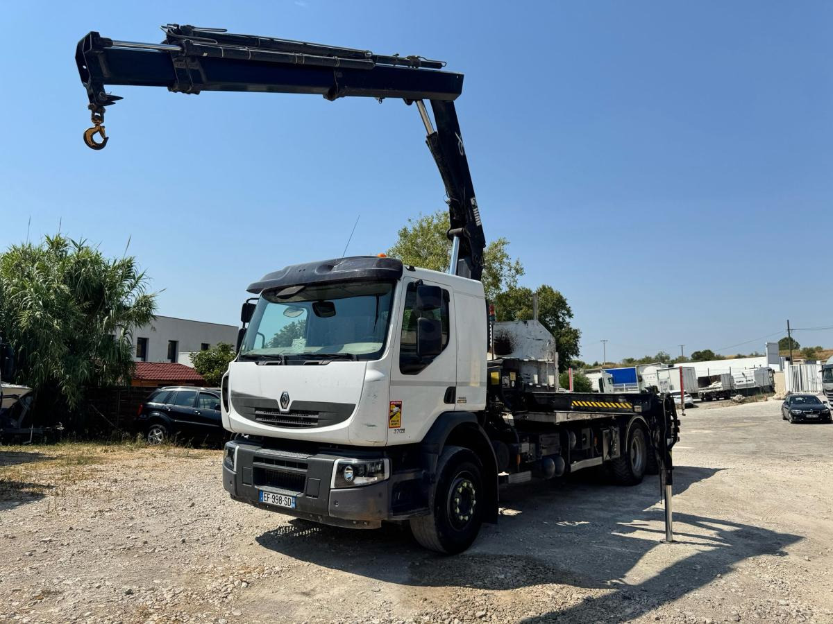 Renault PREMIUM 370 DXI PLATEAU RIDELLES GRUE - Vrachtwagen met open laadbak, Kraanwagen: afbeelding 1 Renault PREMIUM 370 DXI PLATEAU RIDELLES GRUE - Vrachtwagen met open laadbak, Kraanwagen: afbeelding 1