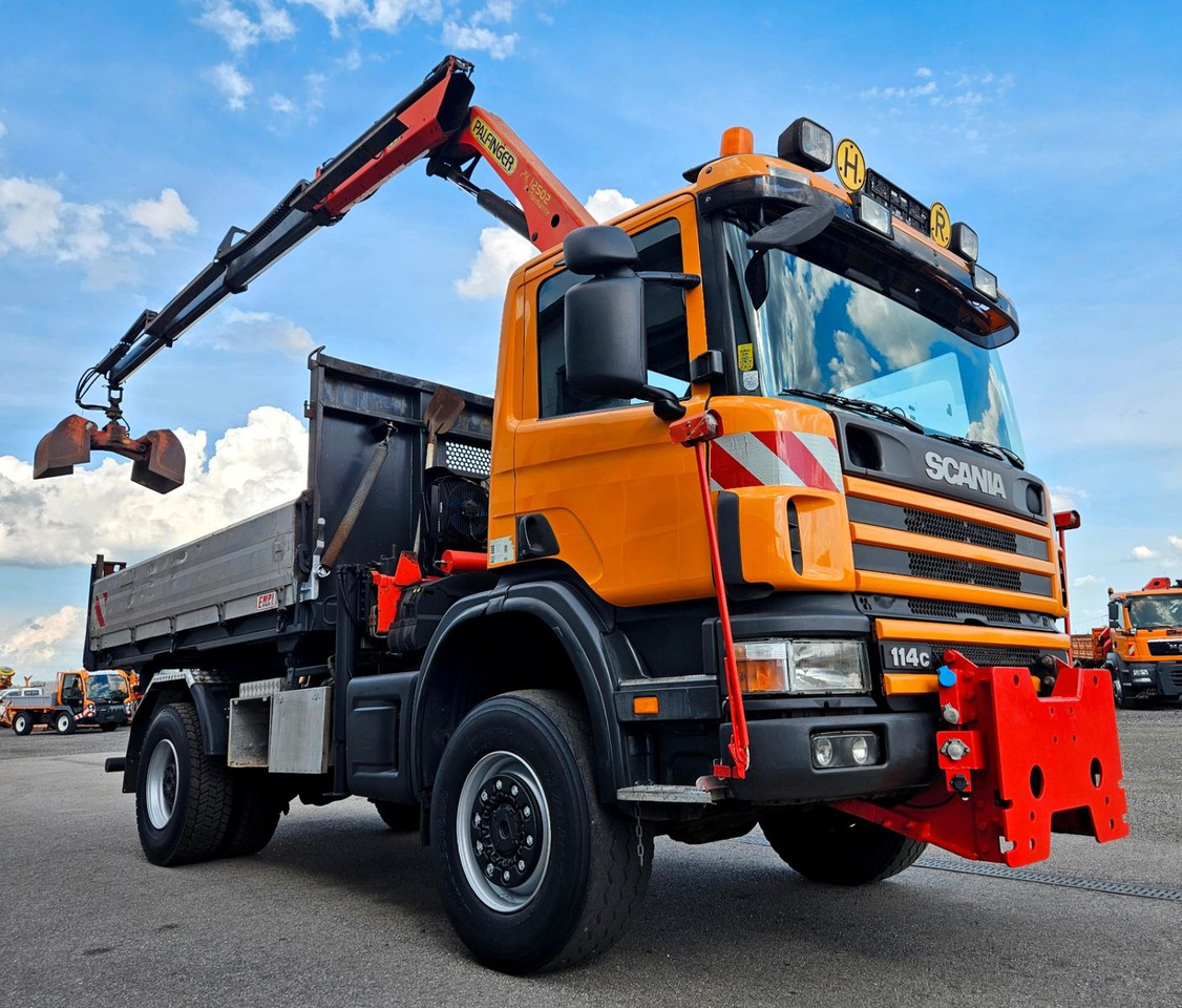 Scania P114 CB 380 4x4 Palfinger PK12502 Kran Funk - Kipper vrachtwagen, Kraanwagen: afbeelding 1 Scania P114 CB 380 4x4 Palfinger PK12502 Kran Funk - Kipper vrachtwagen, Kraanwagen: afbeelding 1