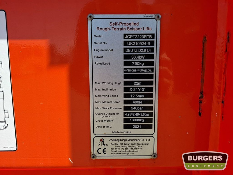 Dingli JCPT2223RTB 4x4 Diesel Schaarhoogwerker 22m - Schaarlift: afbeelding 5 Dingli JCPT2223RTB 4x4 Diesel Schaarhoogwerker 22m - Schaarlift: afbeelding 5