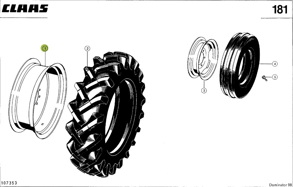 Claas Dominator 98 - koło felga 0006058511 - Velg voor Landbouwmachine: afbeelding 1 Claas Dominator 98 - koło felga 0006058511 - Velg voor Landbouwmachine: afbeelding 1