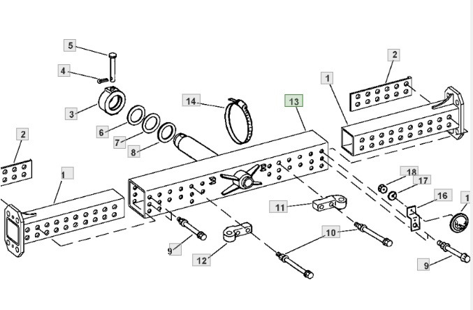 John Deere CTS - oś tylna dł. 3m AH157068 - Achterass voor Landbouwmachine: afbeelding 1 John Deere CTS - oś tylna dł. 3m AH157068 - Achterass voor Landbouwmachine: afbeelding 1