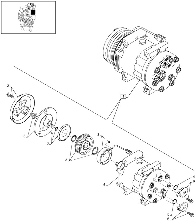 New Holland T6010 T6090 T6070 Sprezarka klimatyz 12v, 43w, w/ pulley 87709785 - Airco compressor voor Tractor: afbeelding 1 New Holland T6010 T6090 T6070 Sprezarka klimatyz 12v, 43w, w/ pulley 87709785 - Airco compressor voor Tractor: afbeelding 1