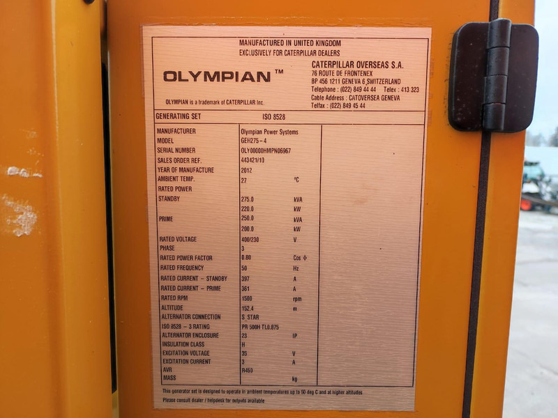 Industrie generator Olympian GEH275-4 / Caterpillar / ISO 8528 SET: afbeelding 12