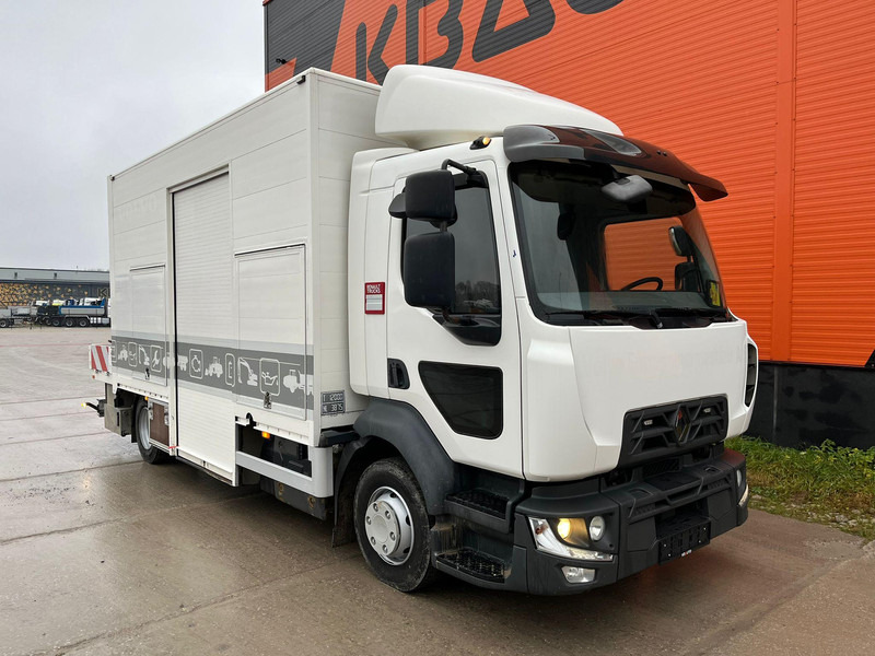 Renault D12 4x2 WORKSHOP ON WHEELS / FASSI M30A.13 / BOX L=4459 mm - Vrachtwagen met open laadbak, Kraanwagen: afbeelding 3 Renault D12 4x2 WORKSHOP ON WHEELS / FASSI M30A.13 / BOX L=4459 mm - Vrachtwagen met open laadbak, Kraanwagen: afbeelding 3