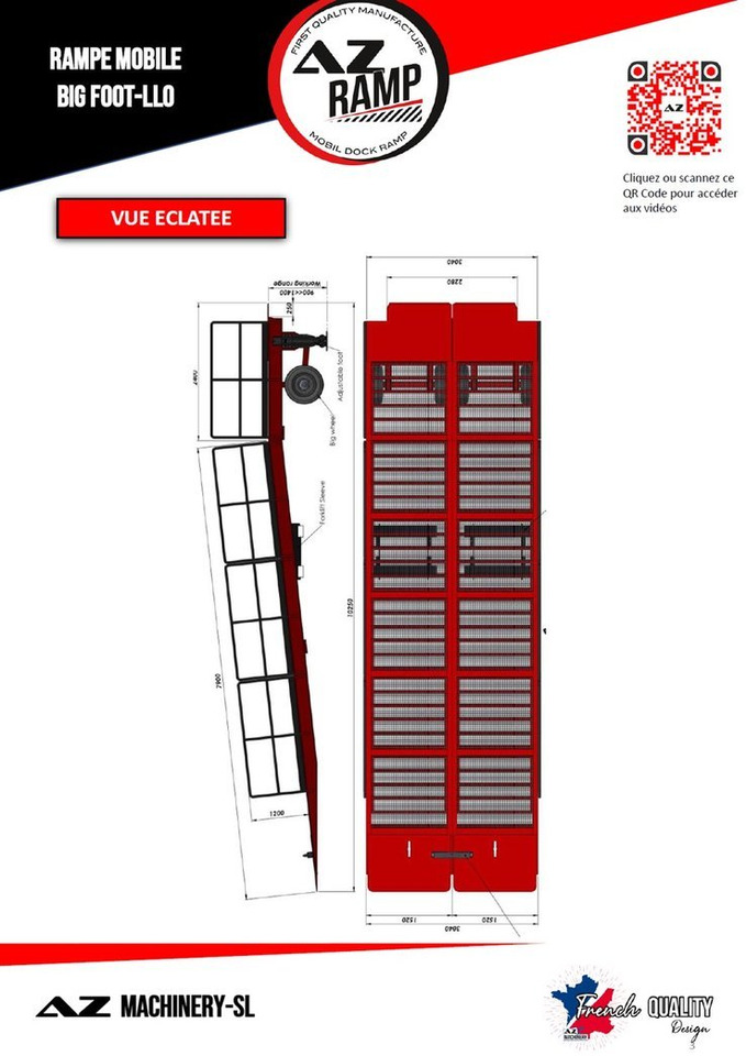 Large Mobile dock ramp, uncouplable AZ RAMP - KING VERSION, BIG FOOT L20 T-INOX - Laadbrug: afbeelding 5 Large Mobile dock ramp, uncouplable AZ RAMP - KING VERSION, BIG FOOT L20 T-INOX - Laadbrug: afbeelding 5