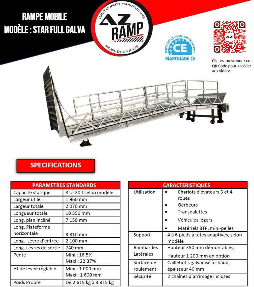 Nieuw Laadbrug Loading Ramp with with hydraulic tilting bridge -  AZ RAMP - STAR- 12T FULL GALVA: afbeelding 11