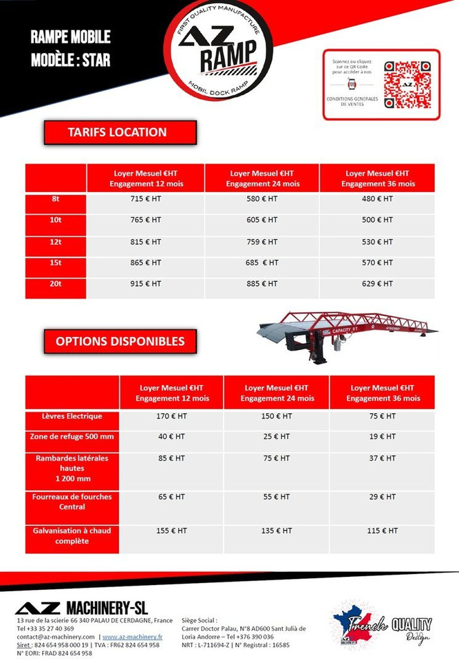 **RENTAL** Loading Ramp with with hydraulic tilting bridge - AZ RAMP - STAR- 8T. 8 ton capacity - Laadbrug: afbeelding 2 **RENTAL** Loading Ramp with with hydraulic tilting bridge - AZ RAMP - STAR- 8T. 8 ton capacity - Laadbrug: afbeelding 2