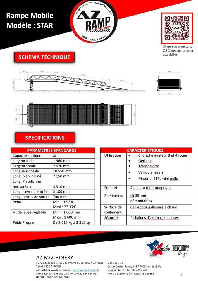 **RENTAL** Loading Ramp with with hydraulic tilting bridge - AZ RAMP - STAR- 8T. 8 ton capacity - Laadbrug: afbeelding 3 **RENTAL** Loading Ramp with with hydraulic tilting bridge - AZ RAMP - STAR- 8T. 8 ton capacity - Laadbrug: afbeelding 3