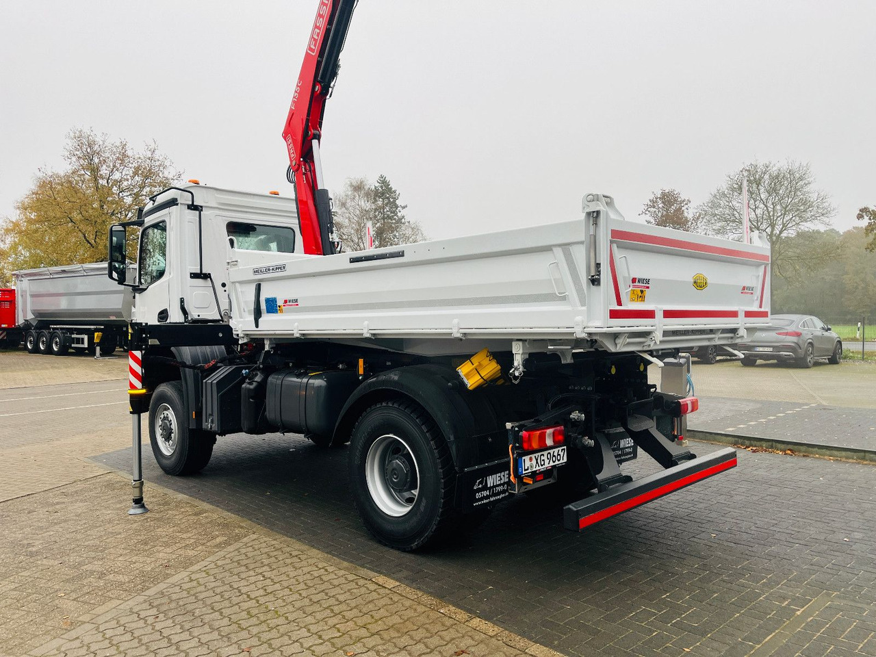 Kipper vrachtwagen, Kraanwagen Mercedes-Benz Arocs 1835  4x4 Meiller Fassi Kran Kipper: afbeelding 11