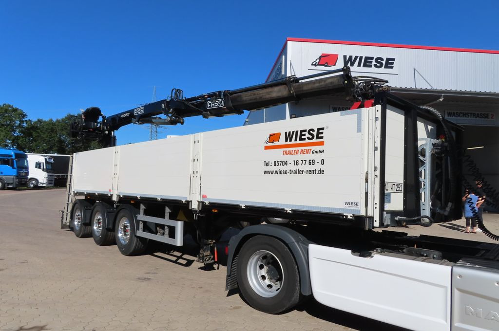 Wiese Baustoffauflieger - Heckkran - Open bak met boorden oplegger: afbeelding 1 Wiese Baustoffauflieger - Heckkran - Open bak met boorden oplegger: afbeelding 1