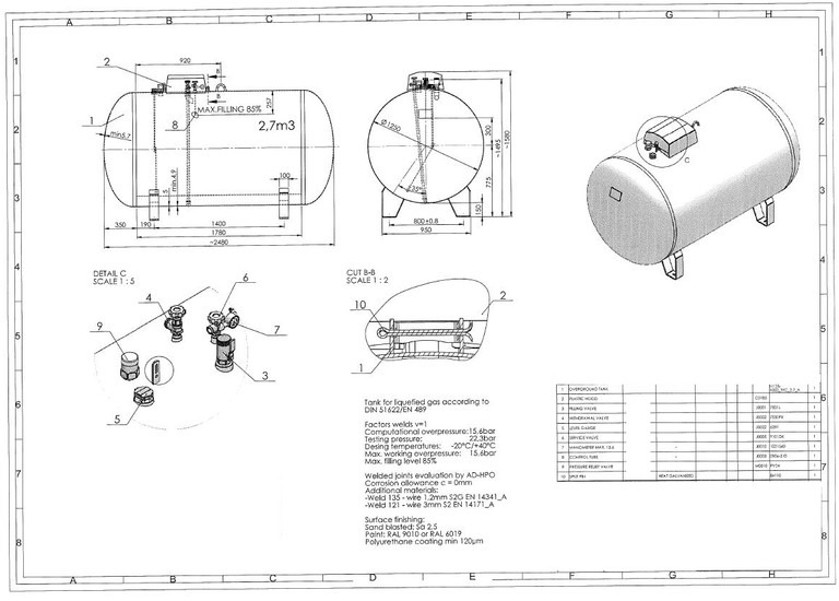 De Visser Propaan/Butaan LPG tank 2700 L (1,35 ton) Gastank, Gas, Gaz, LPG, GPL, Propane, Butane Ø 1250 including tank fittings - Brandstoftank: afbeelding 3 De Visser Propaan/Butaan LPG tank 2700 L (1,35 ton) Gastank, Gas, Gaz, LPG, GPL, Propane, Butane Ø 1250 including tank fittings - Brandstoftank: afbeelding 3