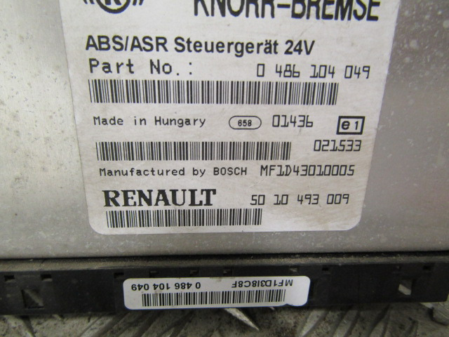 RENAULT MIDLUM DXI ABS / ASR ECU P/NO 50-10 493009 & 486104049 - ECU voor Vrachtwagen: afbeelding 1 RENAULT MIDLUM DXI ABS / ASR ECU P/NO 50-10 493009 & 486104049 - ECU voor Vrachtwagen: afbeelding 1