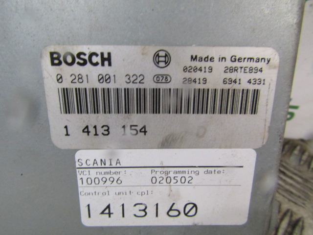 SCANIA P94 ENGINE ECU BOSCH P/NO 0281 001 322 - ECU voor Vrachtwagen: afbeelding 2 SCANIA P94 ENGINE ECU BOSCH P/NO 0281 001 322 - ECU voor Vrachtwagen: afbeelding 2