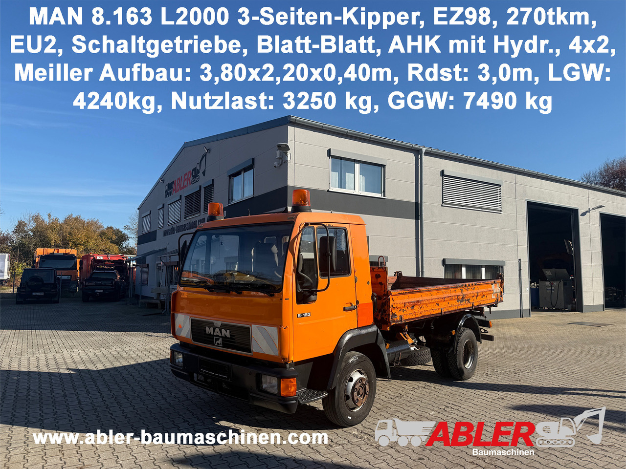 MAN 8.163 L2000 3-Seiten-Kipper AHK - Kipper vrachtwagen: afbeelding 1 MAN 8.163 L2000 3-Seiten-Kipper AHK - Kipper vrachtwagen: afbeelding 1