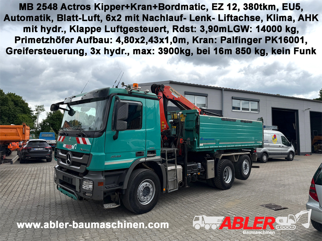 Mercedes-Benz 2548 Actros Kipper Kran Palfinger Bordmatic - Kipper vrachtwagen, Kraanwagen: afbeelding 1 Mercedes-Benz 2548 Actros Kipper Kran Palfinger Bordmatic - Kipper vrachtwagen, Kraanwagen: afbeelding 1