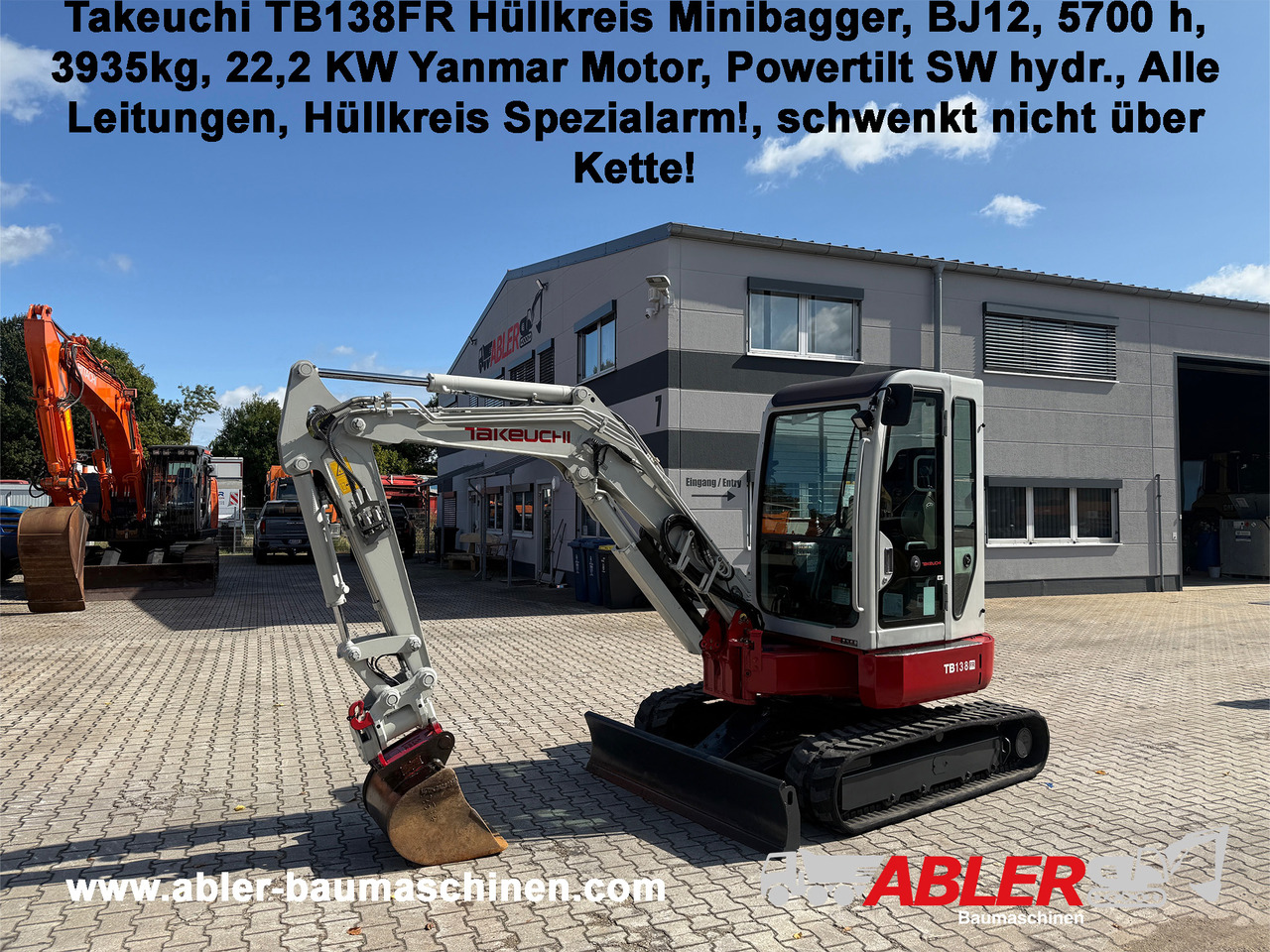 Takeuchi TB138FR Hüllkreis Minibagger Powertilt - Graafmachine: afbeelding 1 Takeuchi TB138FR Hüllkreis Minibagger Powertilt - Graafmachine: afbeelding 1