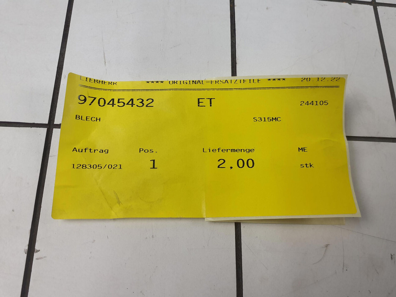 Liebherr LTM 1750-9.1 plate 4X300X465 - Onderdelen voor Kraan: afbeelding 5 Liebherr LTM 1750-9.1 plate 4X300X465 - Onderdelen voor Kraan: afbeelding 5