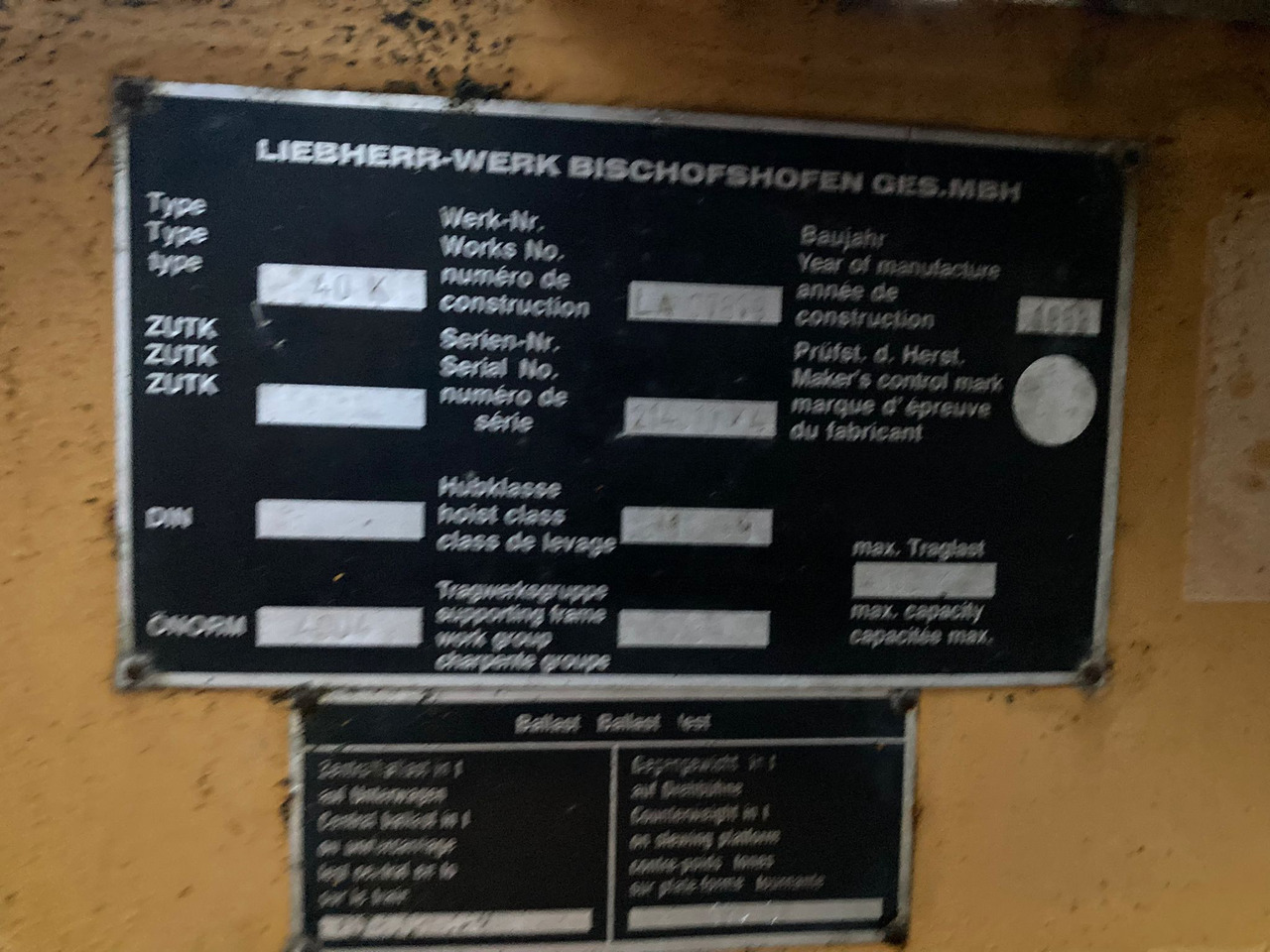 LIEBHERR 40 K - Torenkraan: afbeelding 4 LIEBHERR 40 K - Torenkraan: afbeelding 4