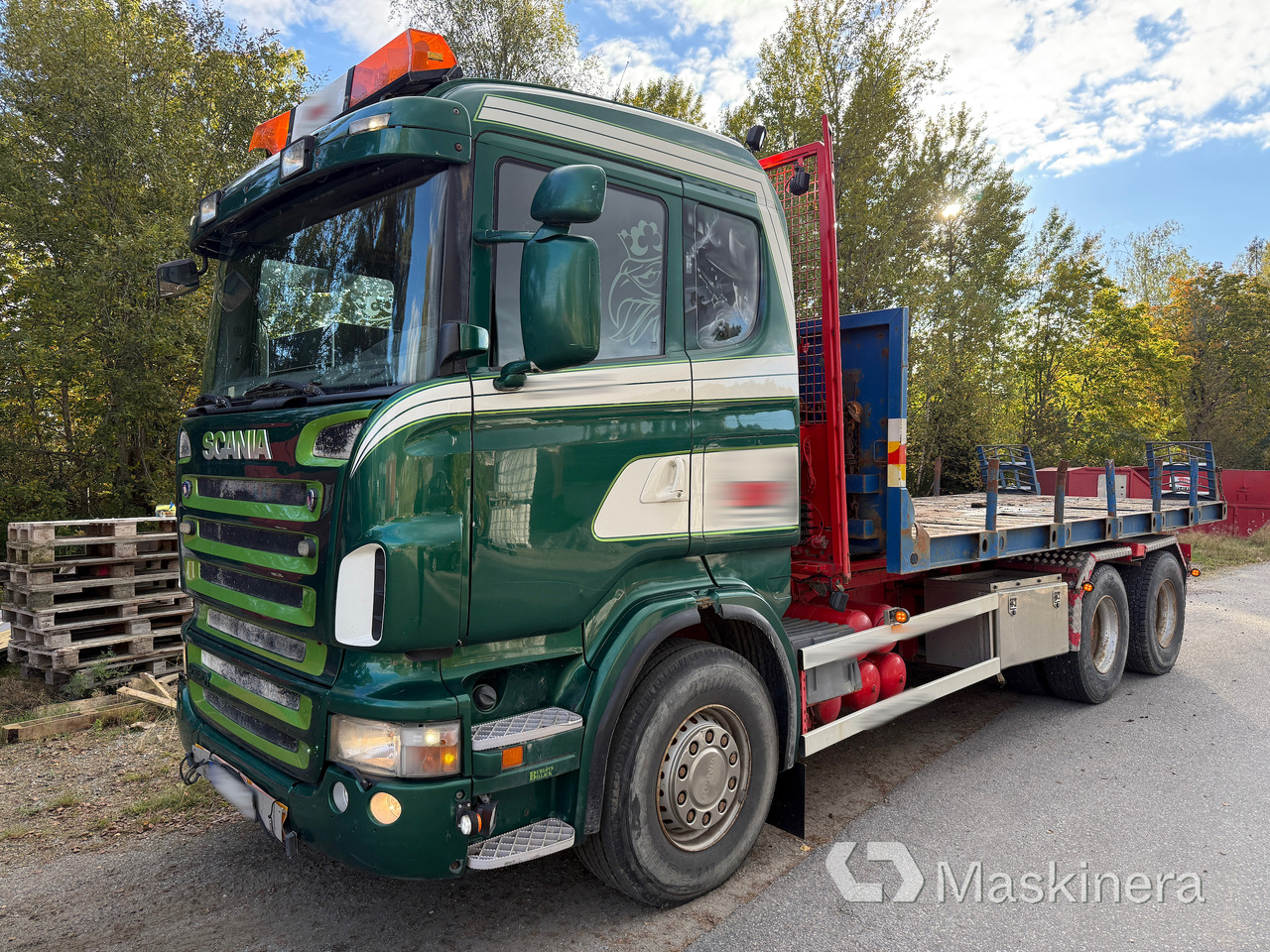 Lastväxlare Scania R420 6X4 Tridem med maskinflak och grusflak - Haakarmsysteem vrachtwagen: afbeelding 1 Lastväxlare Scania R420 6X4 Tridem med maskinflak och grusflak - Haakarmsysteem vrachtwagen: afbeelding 1