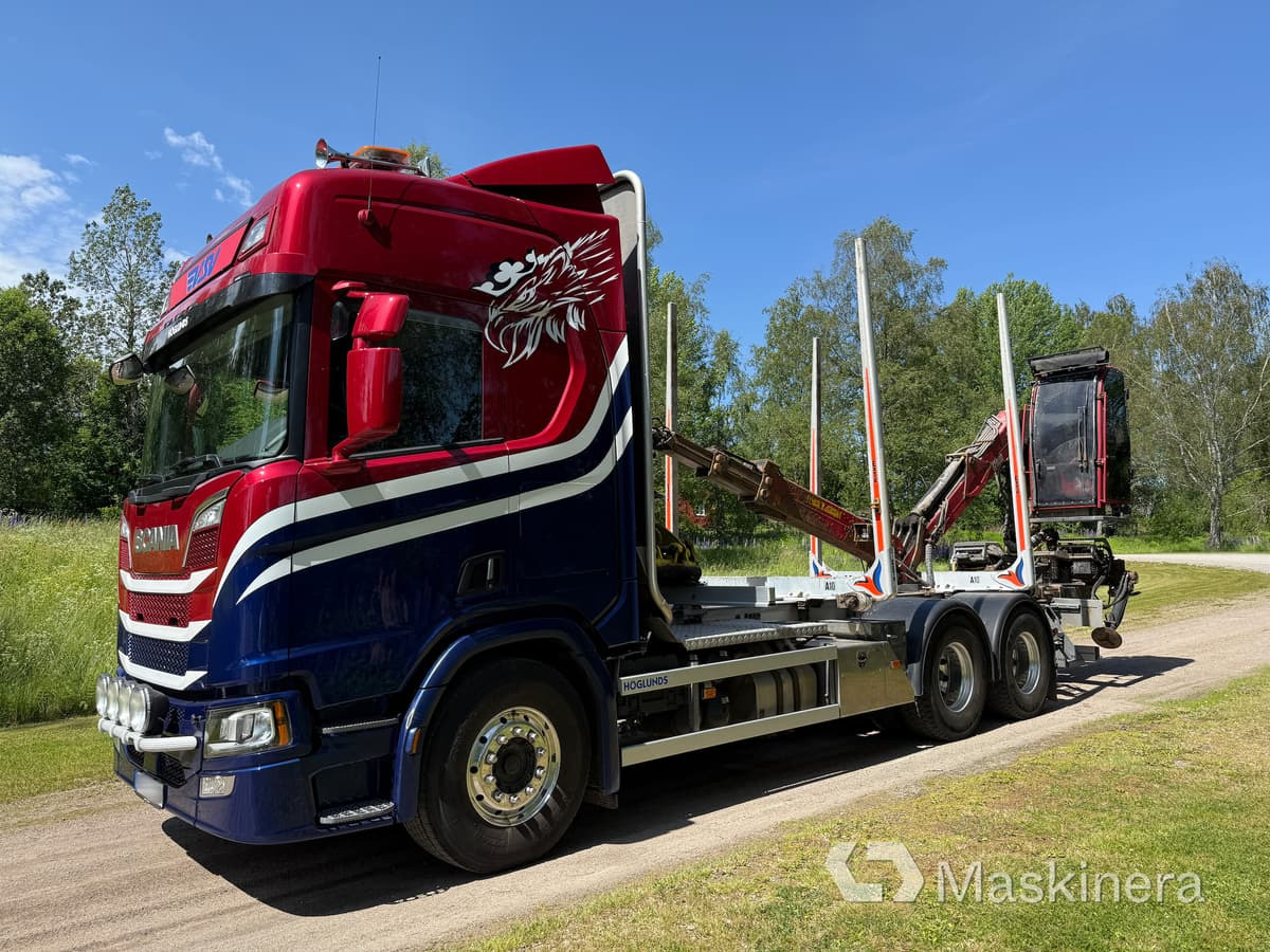 Timmerbil Scania R650B 6x4 NB med kran - Houttransport, Kraanwagen: afbeelding 1 Timmerbil Scania R650B 6x4 NB med kran - Houttransport, Kraanwagen: afbeelding 1