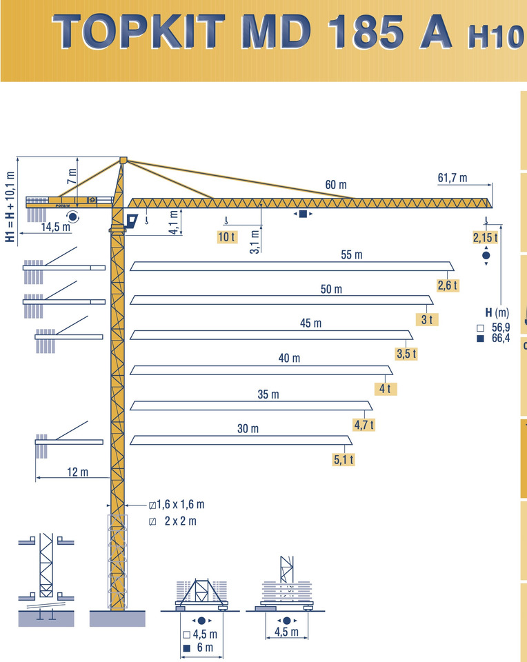 POTAIN MD 185 A - Torenkraan: afbeelding 1 POTAIN MD 185 A - Torenkraan: afbeelding 1
