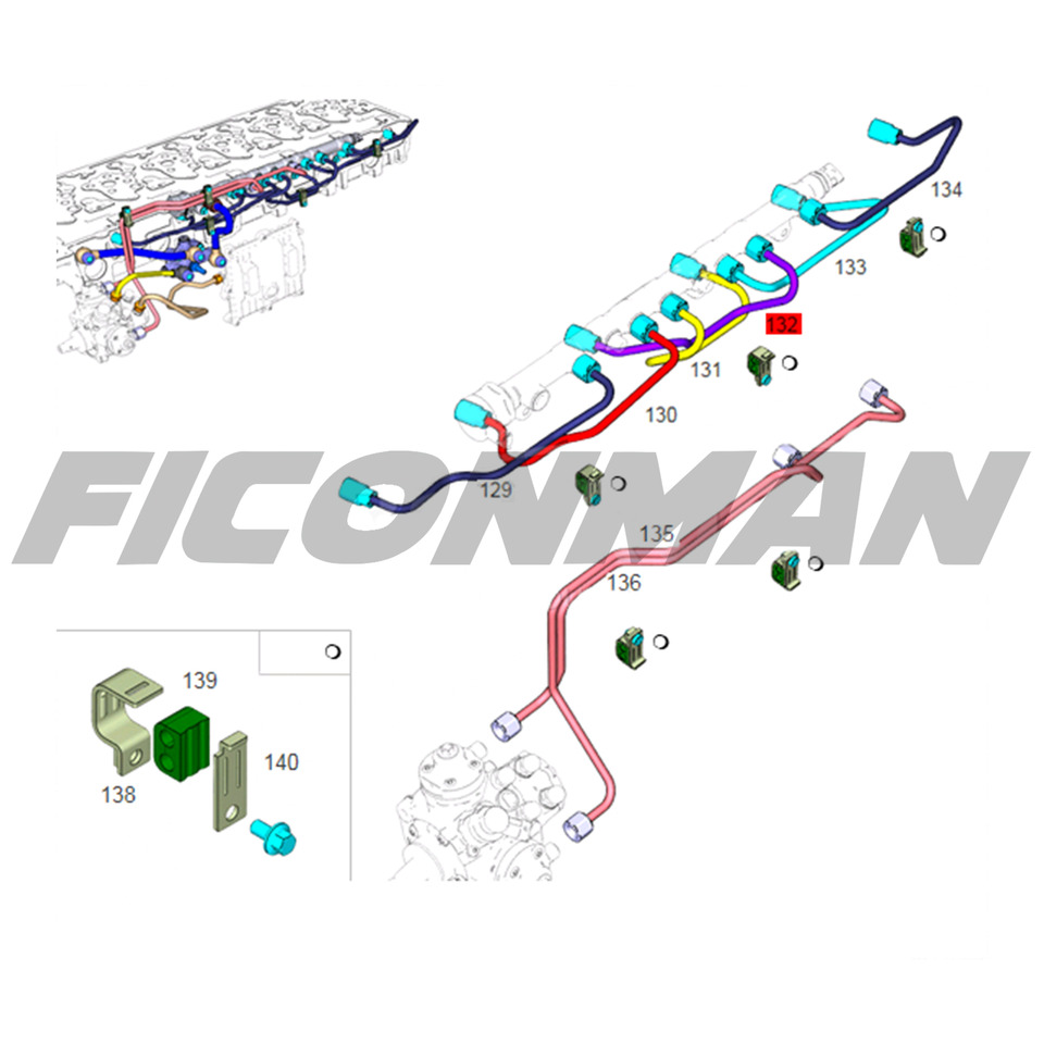 FORD Ford Trucks F-MAX ECOTORQ 12.7L HP Fuel Pipe - Cyl 3, T230316, GC469A557AB - Onderdelen voor Vrachtwagen: afbeelding 3 FORD Ford Trucks F-MAX ECOTORQ 12.7L HP Fuel Pipe - Cyl 3, T230316, GC469A557AB - Onderdelen voor Vrachtwagen: afbeelding 3