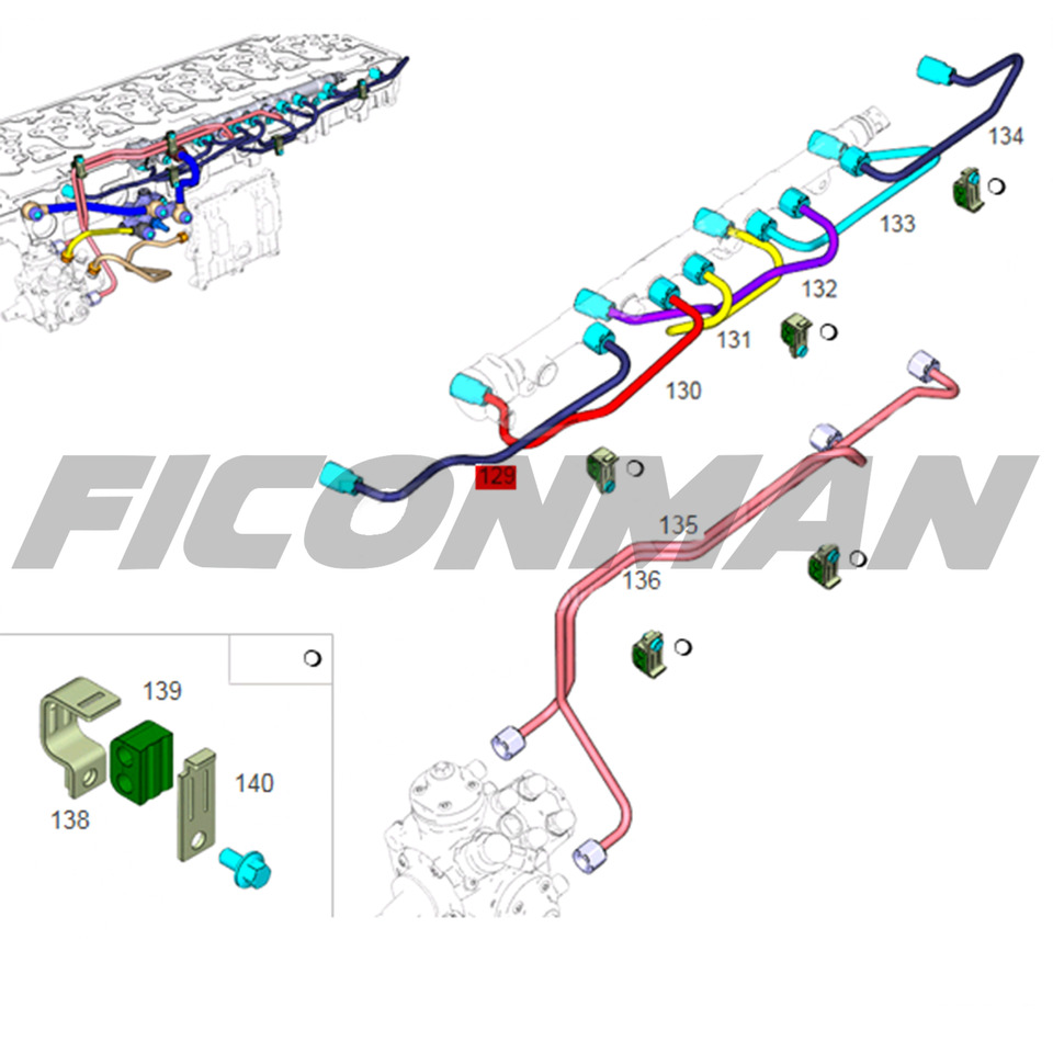Ford Ford Trucks F-MAX ECOTORQ 12.7L HP Fuel Pipe - Cyl 1 T230314 ,GC469A555AB - Onderdelen voor Vrachtwagen: afbeelding 2 Ford Ford Trucks F-MAX ECOTORQ 12.7L HP Fuel Pipe - Cyl 1 T230314 ,GC469A555AB - Onderdelen voor Vrachtwagen: afbeelding 2
