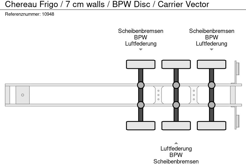 Koelwagen oplegger Chereau Frigo / 7 cm walls / BPW Disc / Carrier Vector: afbeelding 13