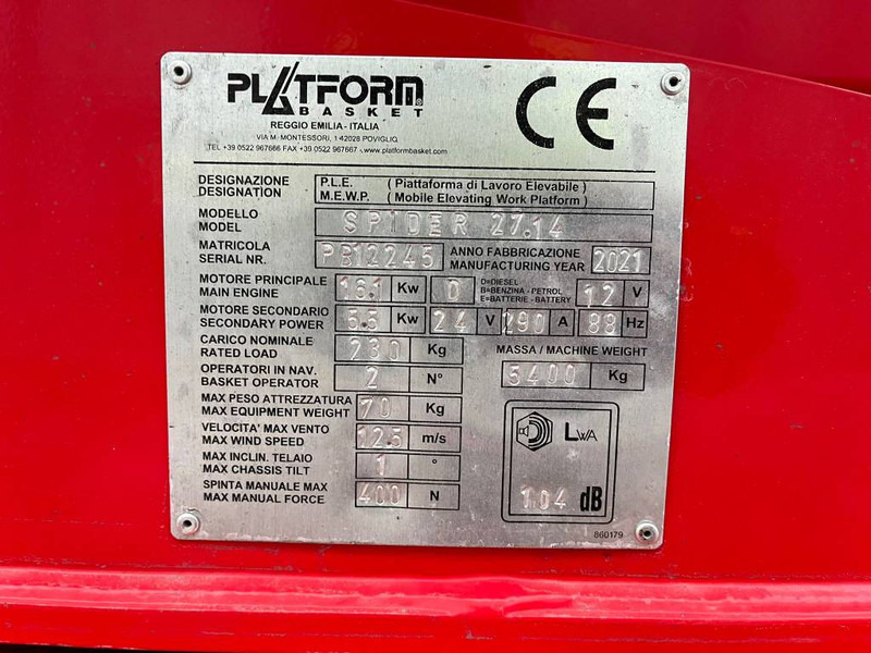 Platform Basket Spider 27.14 - Knikarmhoogwerker: afbeelding 5 Platform Basket Spider 27.14 - Knikarmhoogwerker: afbeelding 5