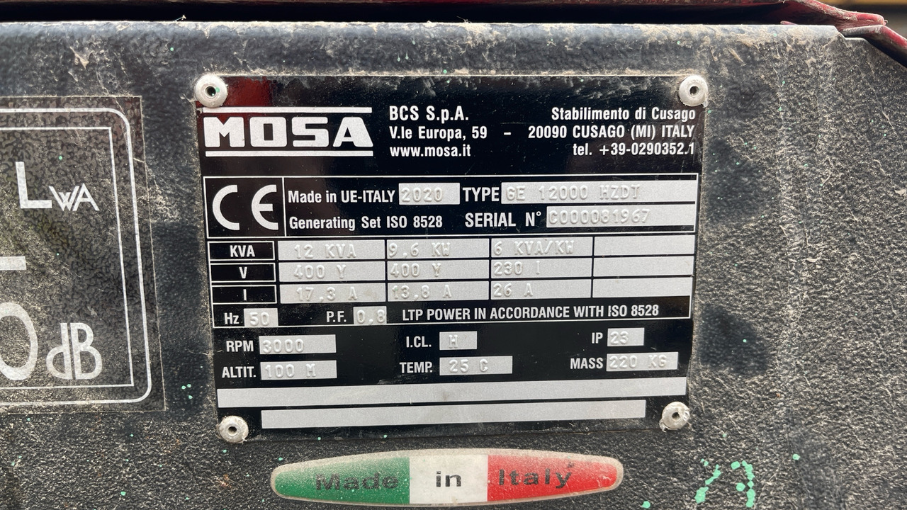 MOSA GE 12000 HZDT 12KVA DIESEL GENERATOR - Bouwmaterieel: afbeelding 5 MOSA GE 12000 HZDT 12KVA DIESEL GENERATOR - Bouwmaterieel: afbeelding 5