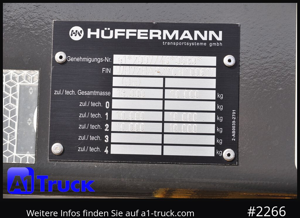Haakarm/ Portaalarm aanhanger HUEFFERMANN HAR 2070, Frontbeladung verzinkt,: afbeelding 6