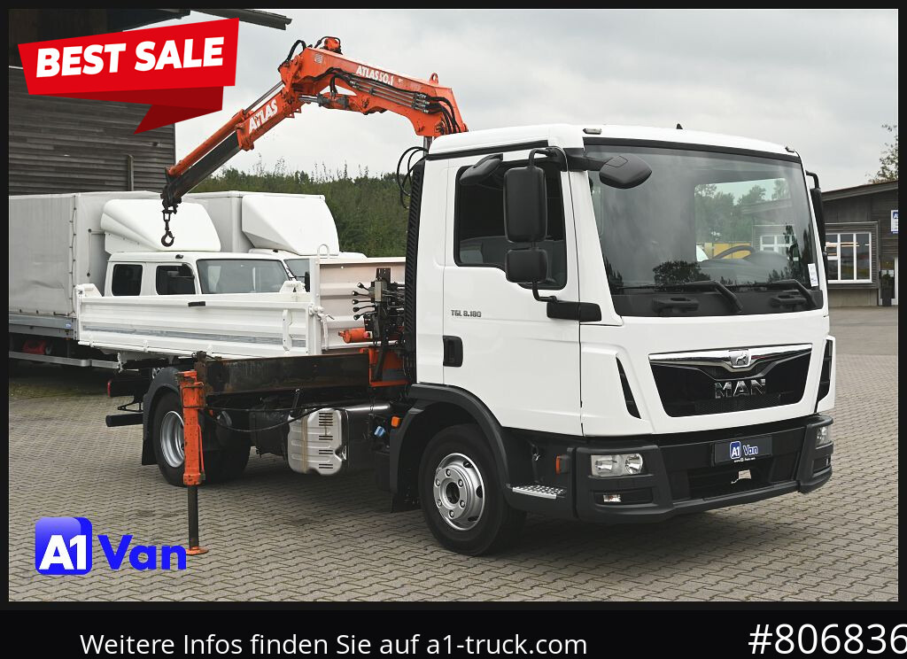 MAN TGL 8.180 Kipper Kran, Meiller, Atlas, AHK - Kipper vrachtwagen: afbeelding 1 MAN TGL 8.180 Kipper Kran, Meiller, Atlas, AHK - Kipper vrachtwagen: afbeelding 1