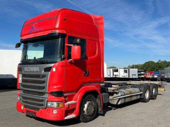 Scania R410 6x2 Topline, BDF, E6, Automatik, Redarter, Standklima, Liftachse - Containertransporter/ Wissellaadbak vrachtwagen: afbeelding 1 Scania R410 6x2 Topline, BDF, E6, Automatik, Redarter, Standklima, Liftachse - Containertransporter/ Wissellaadbak vrachtwagen: afbeelding 1