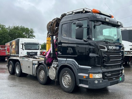 Scania R560 8x2, Schrottkran, E5, Lenk-Lift-Achse - Haakarmsysteem vrachtwagen, Kraanwagen: afbeelding 1 Scania R560 8x2, Schrottkran, E5, Lenk-Lift-Achse - Haakarmsysteem vrachtwagen, Kraanwagen: afbeelding 1