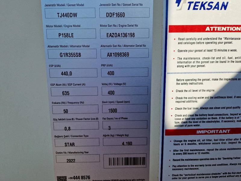 Doosan Teksan TJ440DW generator 440kVA Doosan 8-cilinder UNUSED - Industrie generator: afbeelding 5 Doosan Teksan TJ440DW generator 440kVA Doosan 8-cilinder UNUSED - Industrie generator: afbeelding 5