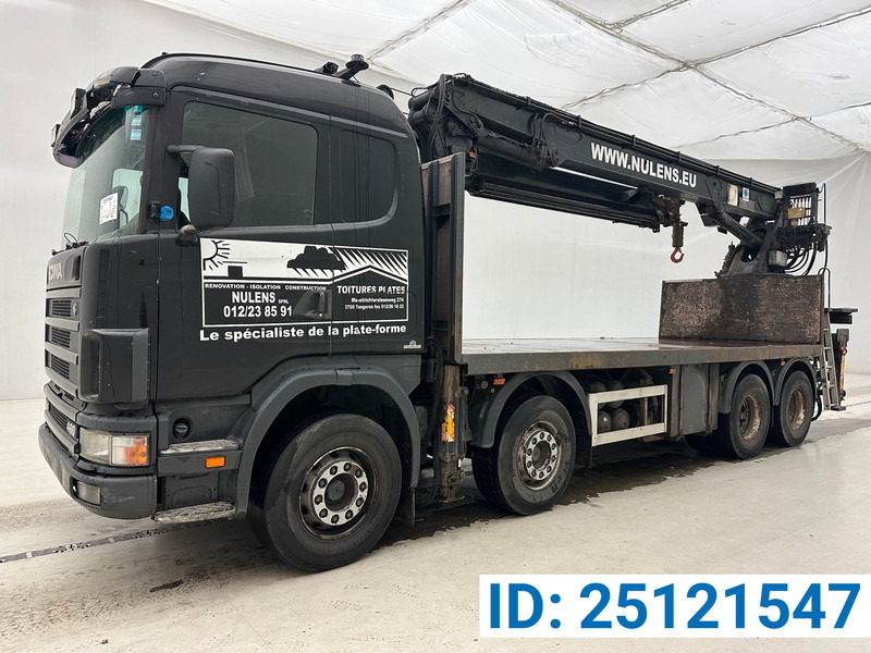 Scania 144.460 - 8x4 - Vrachtwagen met open laadbak, Kraanwagen: afbeelding 1 Scania 144.460 - 8x4 - Vrachtwagen met open laadbak, Kraanwagen: afbeelding 1