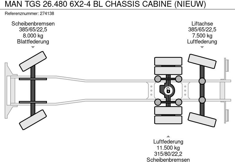 Nieuw Chassis vrachtwagen MAN TGS 26.480 6X2-4 BL CHASSIS CABINE (NIEUW): afbeelding 18 Nieuw Chassis vrachtwagen MAN TGS 26.480 6X2-4 BL CHASSIS CABINE (NIEUW): afbeelding 18