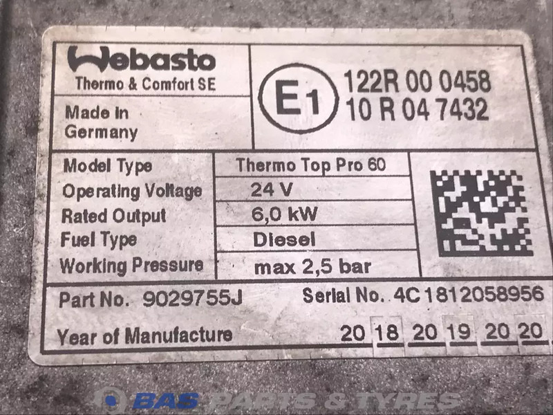 Webasto  - Verwarming/ Ventilatie voor Vrachtwagen: afbeelding 5 Webasto  - Verwarming/ Ventilatie voor Vrachtwagen: afbeelding 5