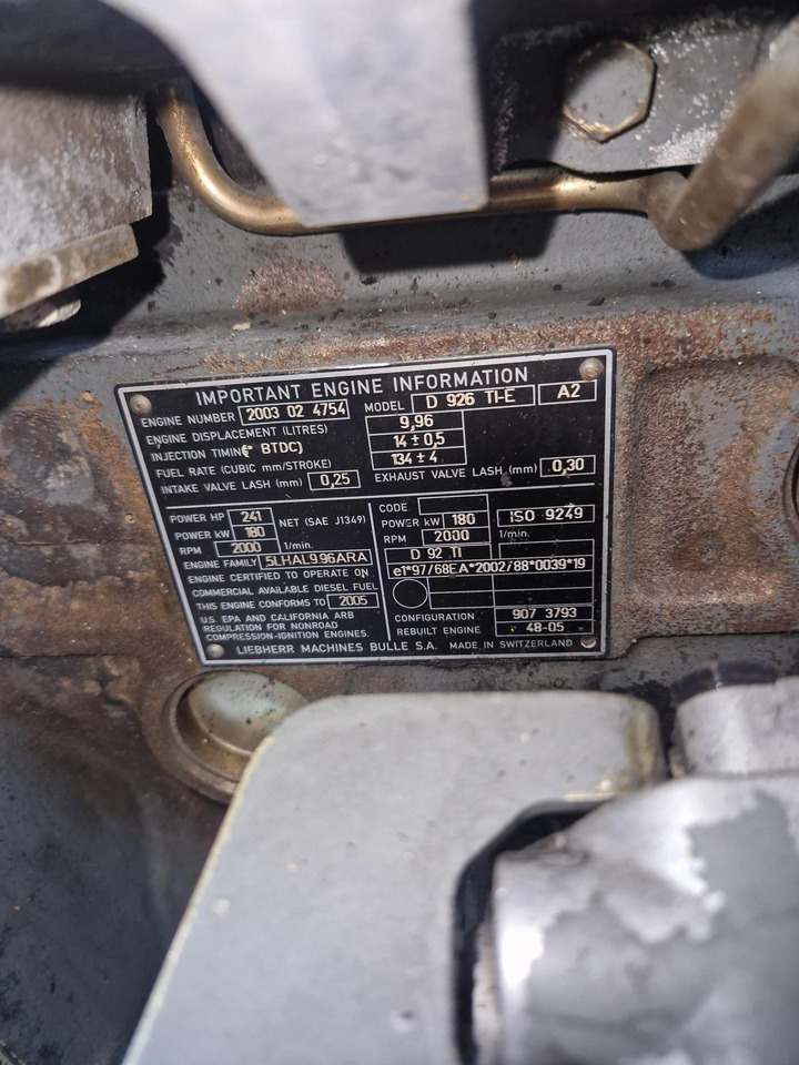 MOTOR LIEBHERR D926 TI-E A2 - Motor voor Bouwmachine: afbeelding 5 MOTOR LIEBHERR D926 TI-E A2 - Motor voor Bouwmachine: afbeelding 5