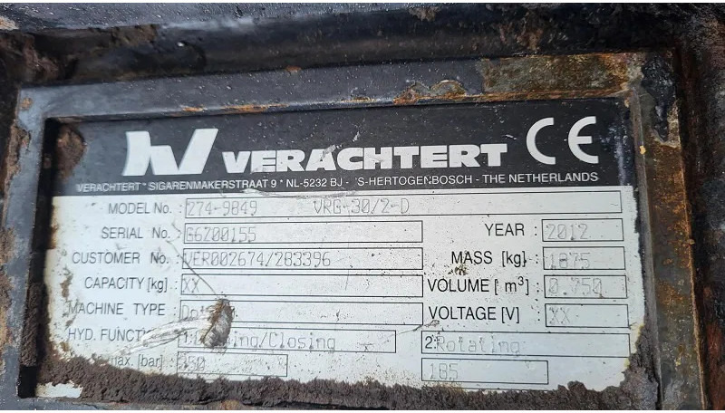 Verachtert VRG 30/2D – CW40 - Grijper voor Bouwmachine: afbeelding 4 Verachtert VRG 30/2D – CW40 - Grijper voor Bouwmachine: afbeelding 4