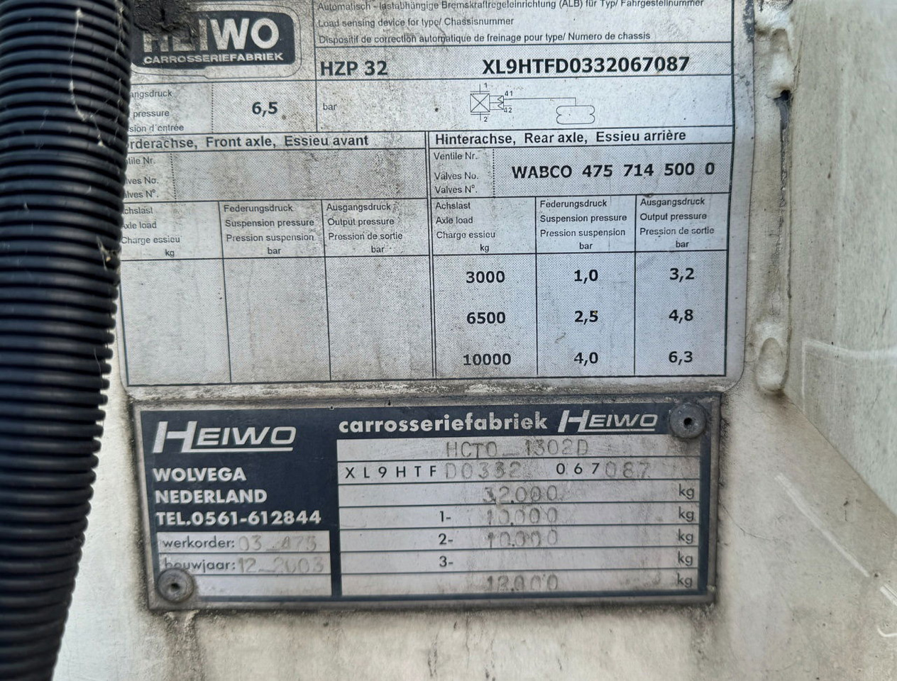 Gesloten oplegger HTF 2-AS Heiwo 1240 x 250 x 272 CM Inwendig Stuuras Laadklep APK TOT 07-2026: afbeelding 13