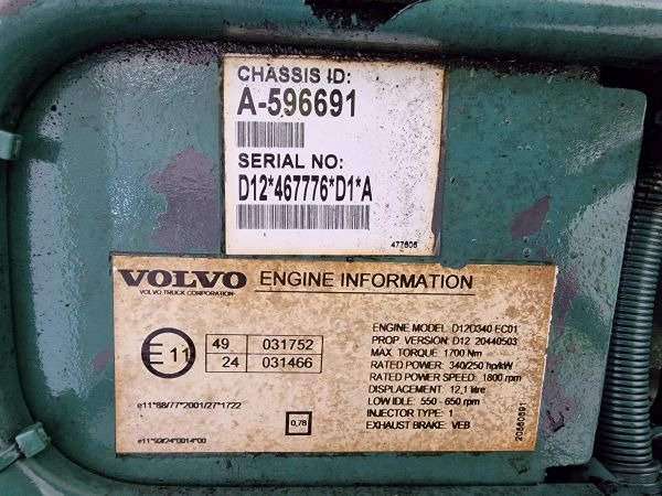 Motor voor Vrachtwagen Volvo D12D340 EC01 Engine (Truck): afbeelding 11 Motor voor Vrachtwagen Volvo D12D340 EC01 Engine (Truck): afbeelding 11