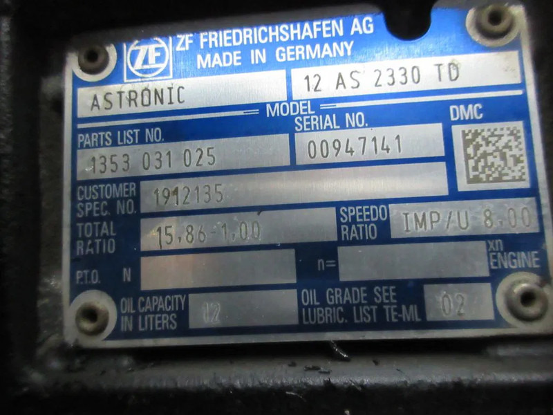 DAF XF106 1912135 TRANSMISSIE 12 AS 2330 TD EURO 6 - Versnellingsbak voor Vrachtwagen: afbeelding 5 DAF XF106 1912135 TRANSMISSIE 12 AS 2330 TD EURO 6 - Versnellingsbak voor Vrachtwagen: afbeelding 5