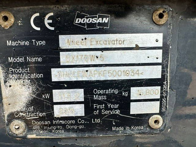 Doosan DX170W - Mobiele graafmachine: afbeelding 5 Doosan DX170W - Mobiele graafmachine: afbeelding 5