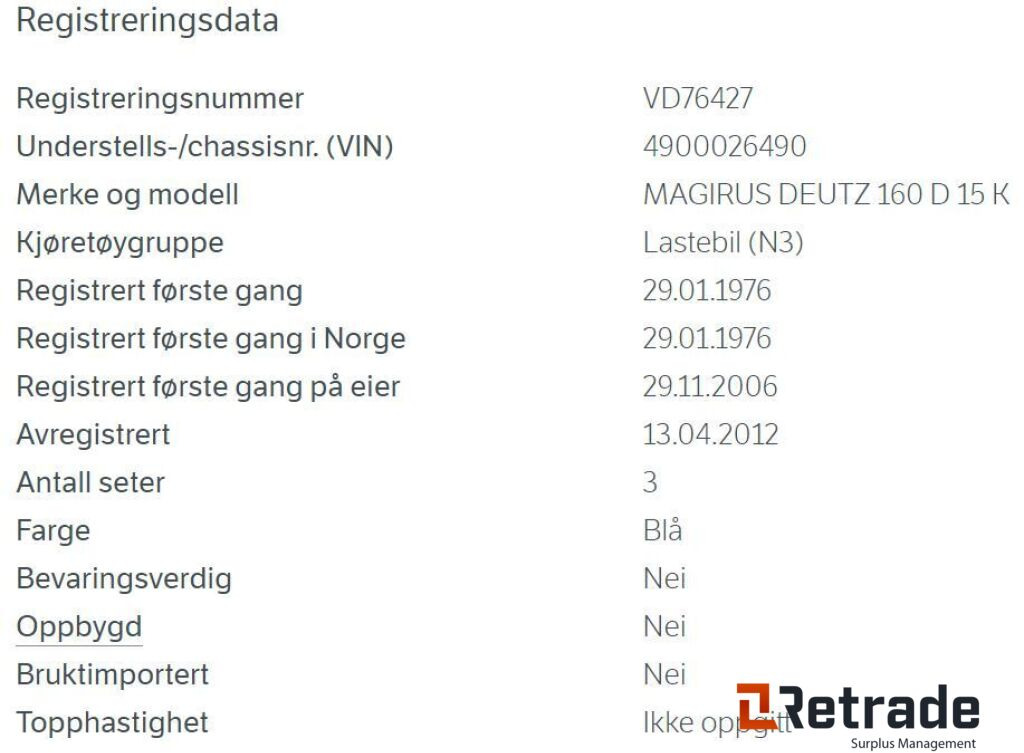 1976mod. MAGIRUS DEUTZ 160 D 15 K - Vrachtwagen met open laadbak: afbeelding 5 1976mod. MAGIRUS DEUTZ 160 D 15 K - Vrachtwagen met open laadbak: afbeelding 5