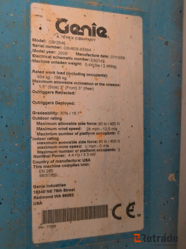 Genie GS-2646, 10meters, Rep objekt - Bouwmachine: afbeelding 3 Genie GS-2646, 10meters, Rep objekt - Bouwmachine: afbeelding 3